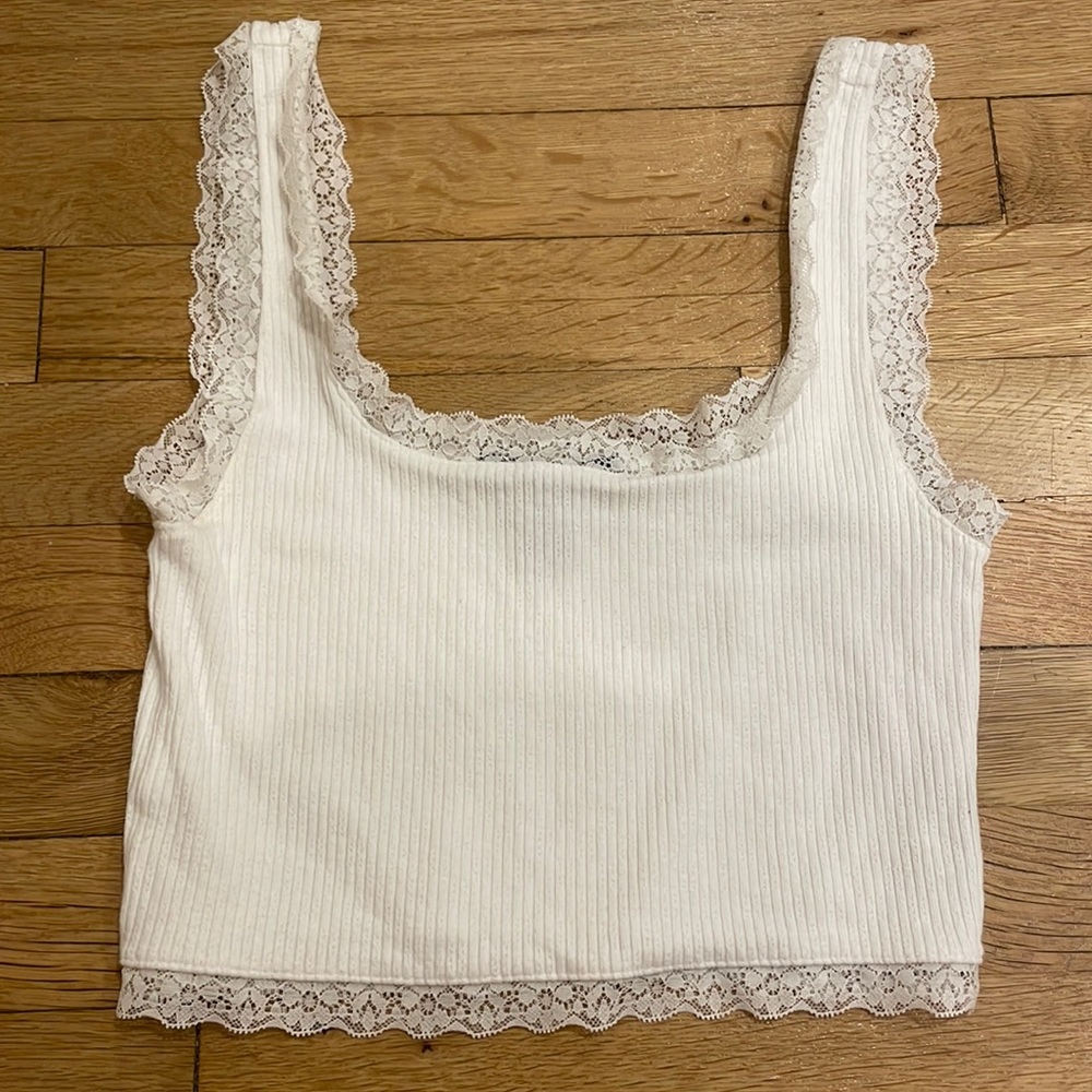 lace white cropped tank